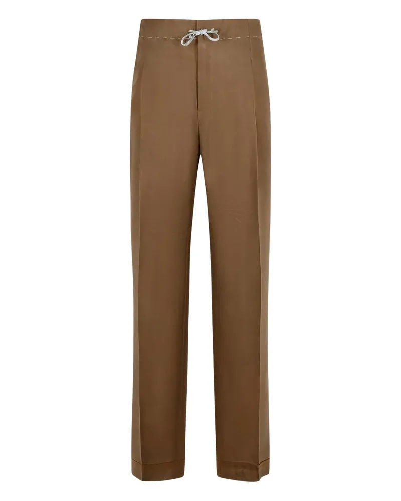 Maison Margiela drawstring-waist pleated pants - Braun Braun