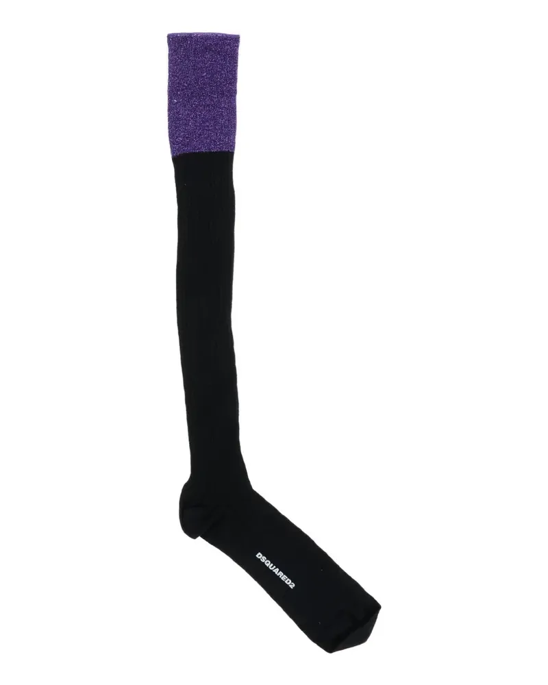 Dsquared2 ribbed lurex-detail socks - Schwarz Schwarz