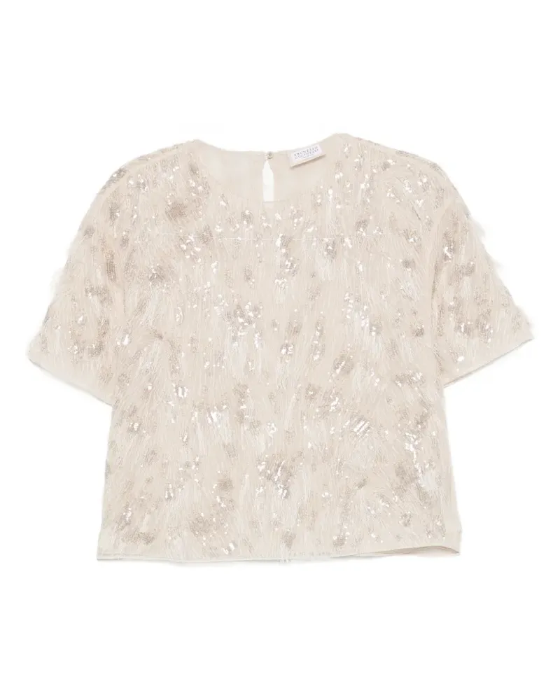 Brunello Cucinelli T-Shirt mit Pailletten - Nude Nude