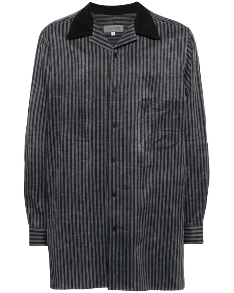 Yohji Yamamoto Gestreiftes Hemd - Schwarz Schwarz