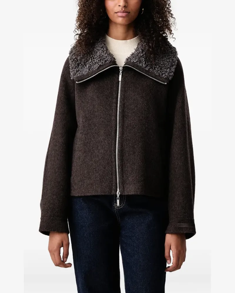 Mos Mosh MMBellamy Loisa shearling-collar zip-up jacket - Braun Braun