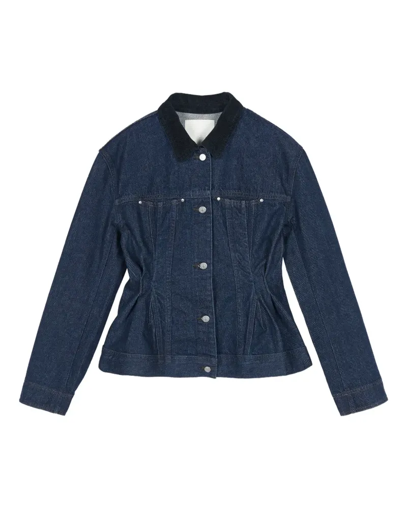 JNBY corduroy-collar cinched-waist denim jacket - Blau Blau