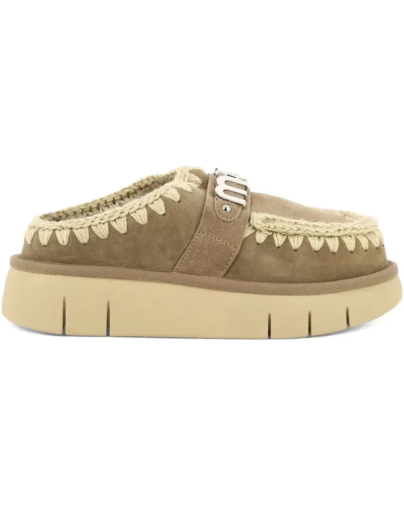 Mou logo-buckle slippers - Nude Nude