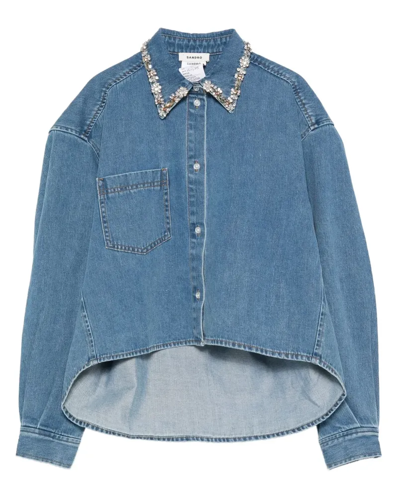 Sandro Jeanshemd mit verziertem Kragen - Blau Blau