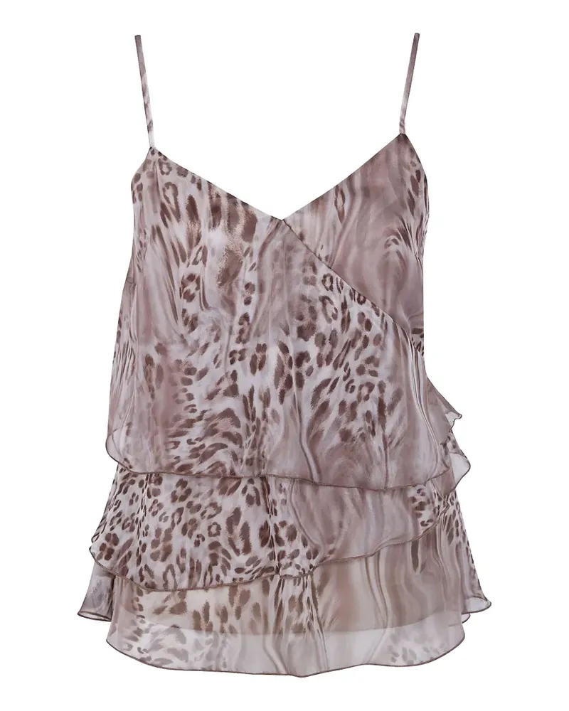 Blumarine Gerüschtes Oberteil mit Animal-Print - Nude Nude