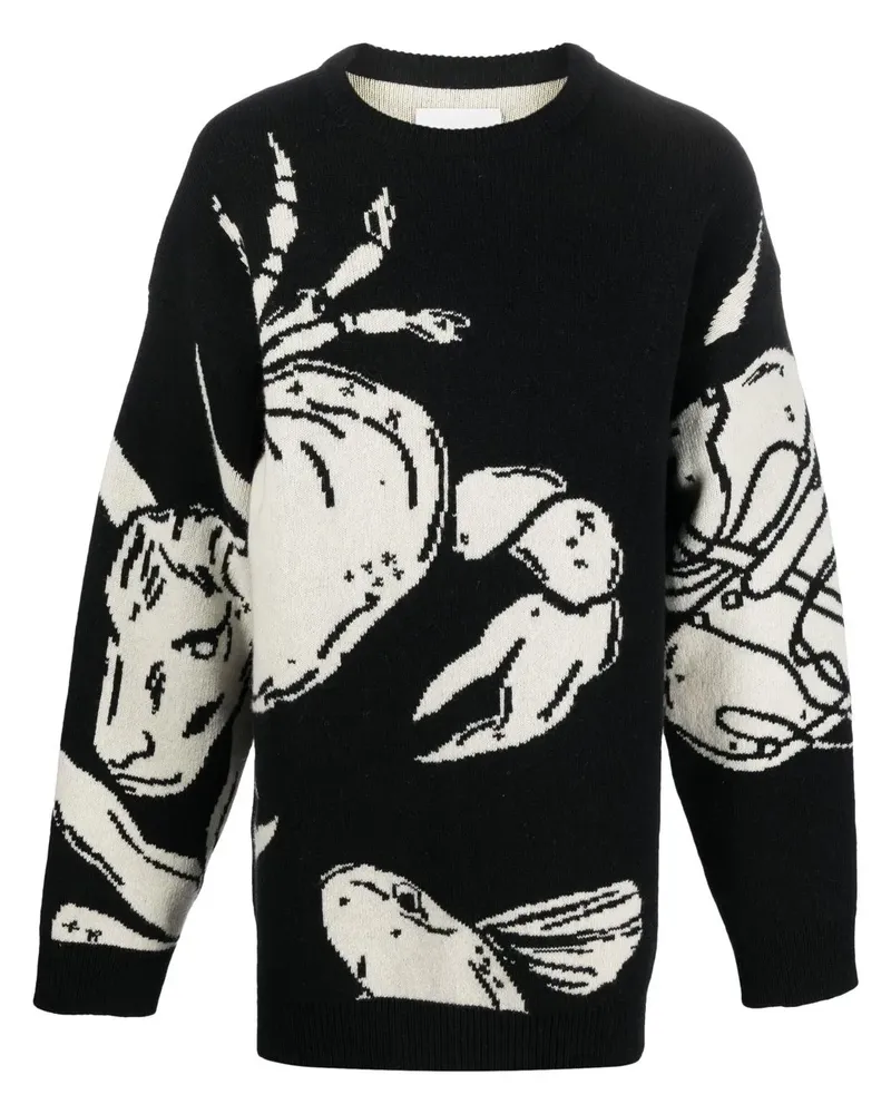 Jil Sander Pullover mit Intarsienmuster - Schwarz Schwarz