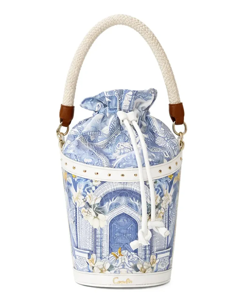 Camilla rope handle floral print bucket bag - Blau Blau