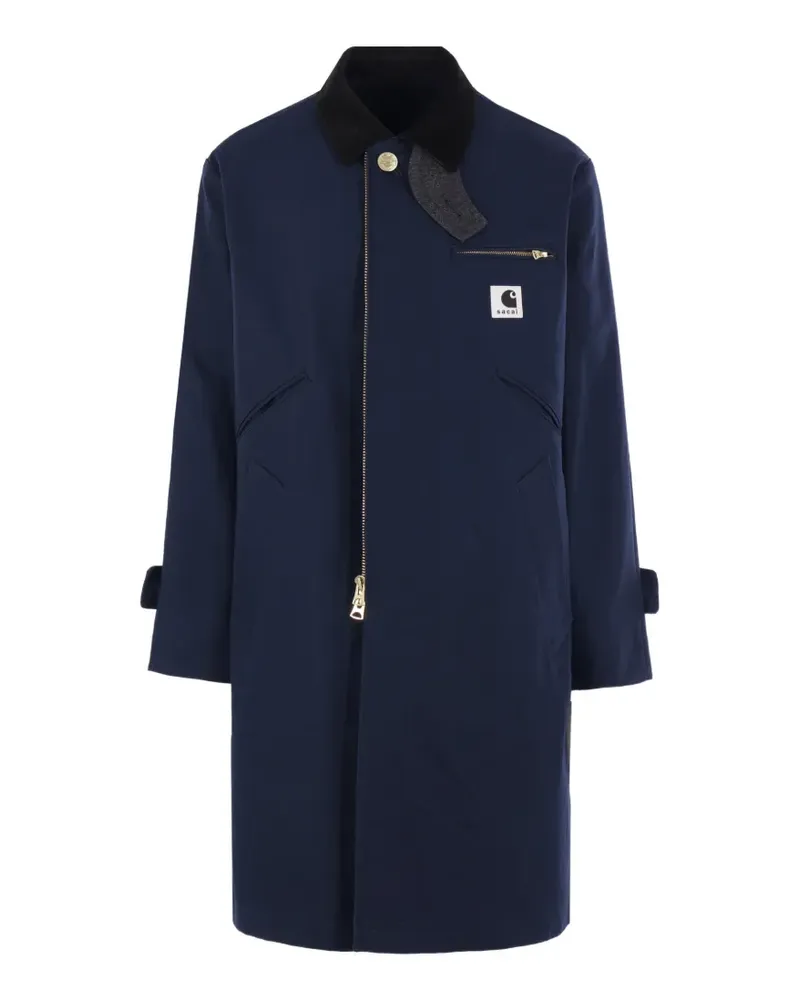 Sacai x Carhartt Wip logo-patch coat - Blau Blau