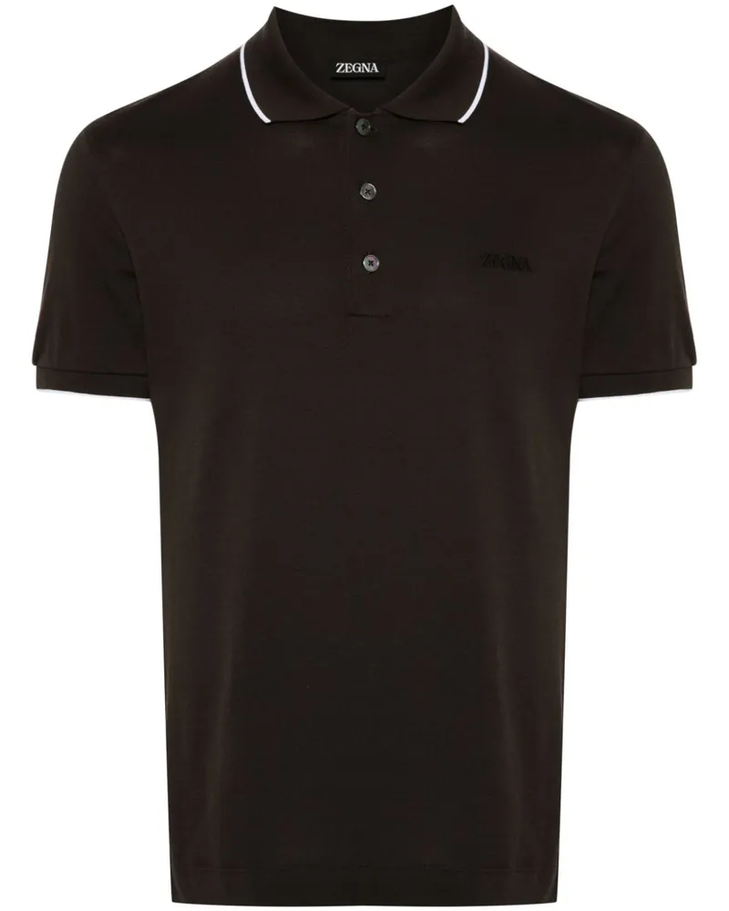 Ermenegildo Zegna Poloshirt mit Logo-Stickerei - Braun Braun