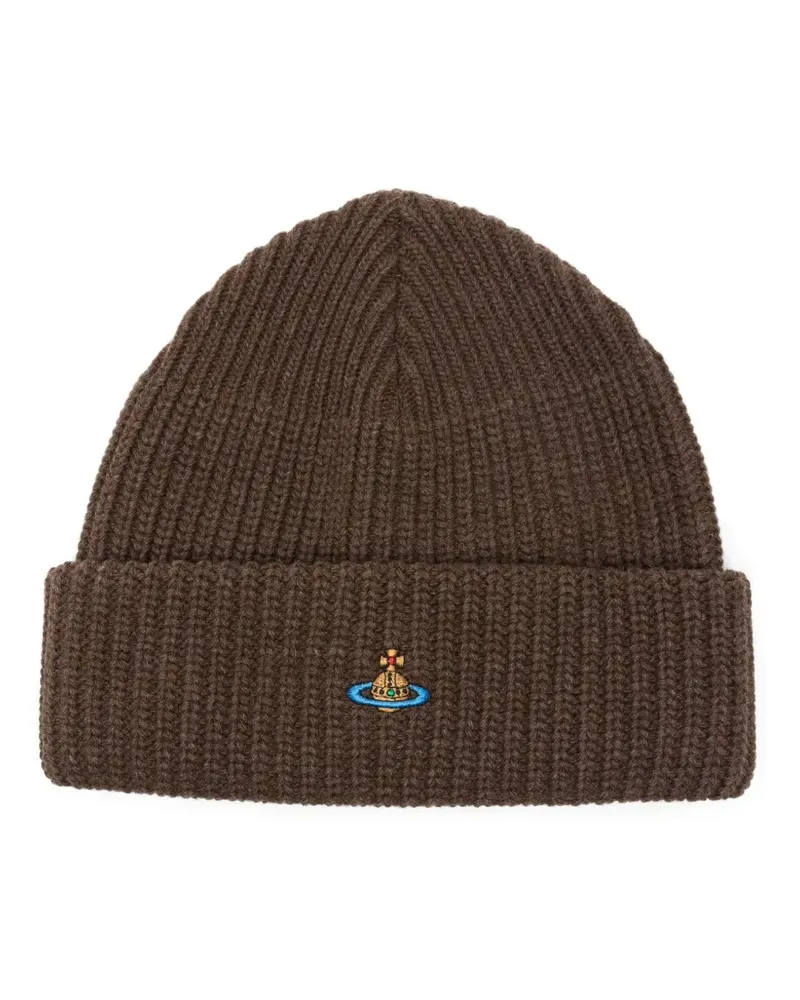 Vivienne Westwood ribbed-knit beanie hat - Braun Braun