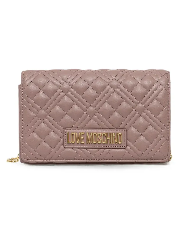 Moschino logo-lettering quilted crossbody bag - Rosa Rosa