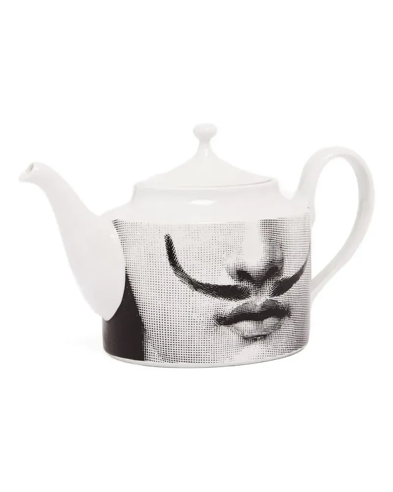 Fornasetti Teekanne mit Gesichts-Print - Schwarz Schwarz