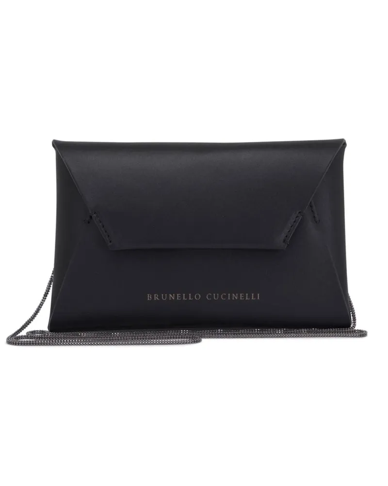 Brunello Cucinelli Clutch mit Logo-Stempel Schwarz