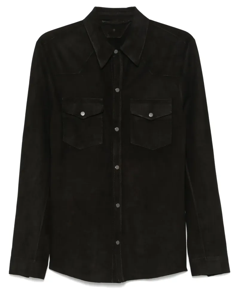 Salvatore Santoro Hemdjacke aus Wildleder - Schwarz Schwarz