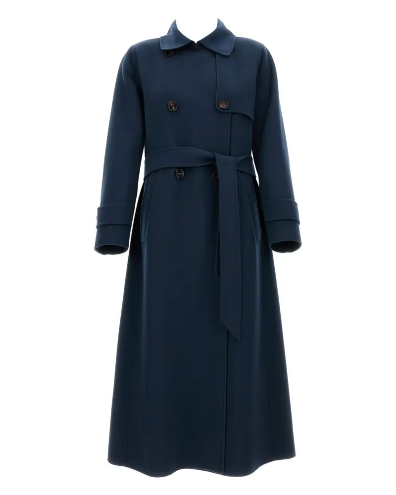 Max Mara Doppelreihiger Mantel mit Gürtel - Blau Blau