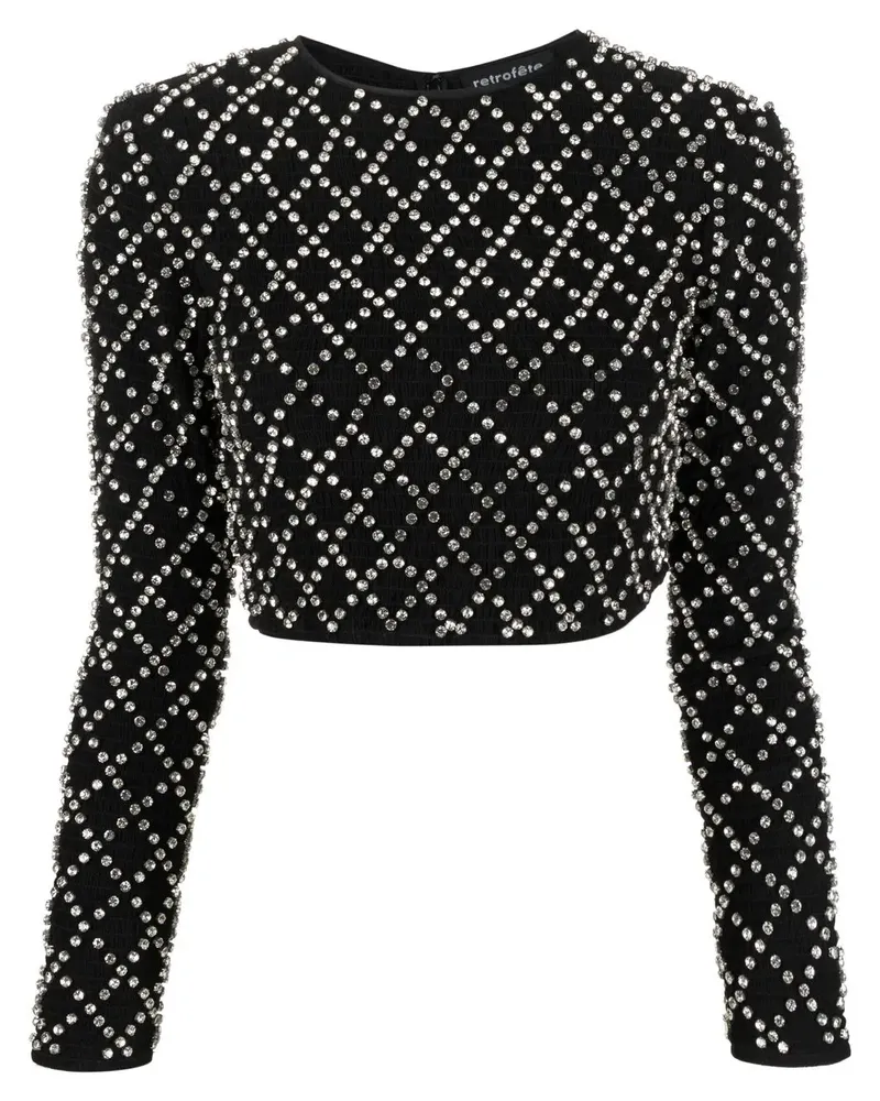 Retrofête Verziertes Cropped-Top - Schwarz Schwarz