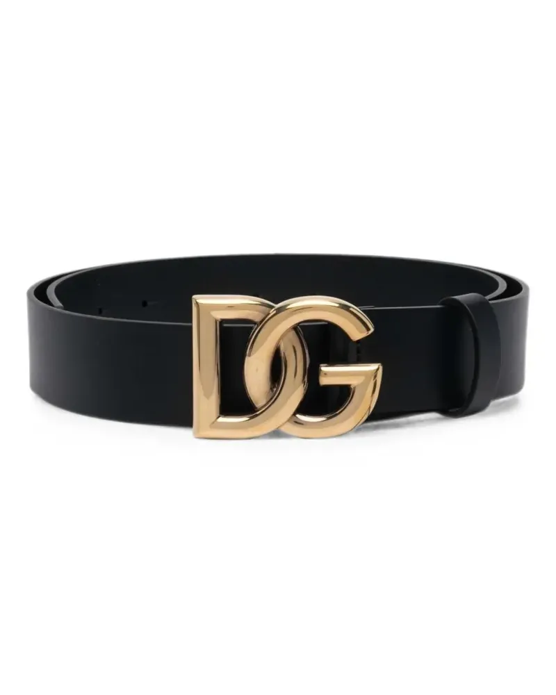 Dolce & Gabbana Gürtel mit DG-Schild - Schwarz Schwarz