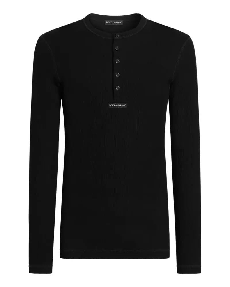Dolce & Gabbana Serafino Jersey T-Shirt mit Logo - Schwarz Schwarz