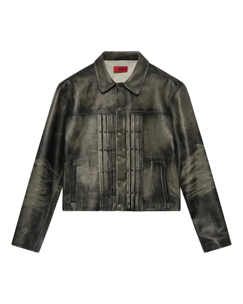 FourTwoFour on Fairfax Klassische Lederjacke - Schwarz Schwarz