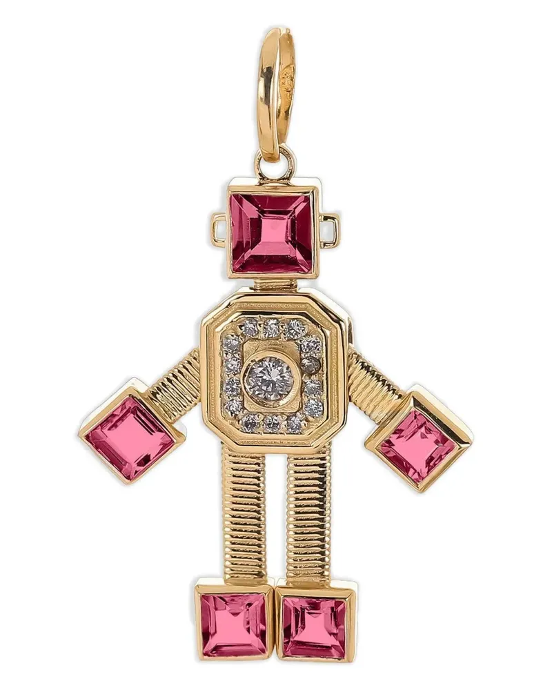Vans 18kt Heart Robot Gelbgoldanhänger mit Turmalin und Diamanten Gold