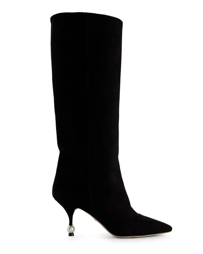 Giambattista Valli Wildlederstiefel mit Perlenabsatz - Schwarz Schwarz