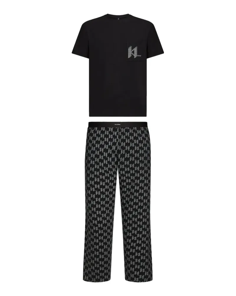 Karl Lagerfeld Pyjama mit Monogramm - Schwarz Schwarz