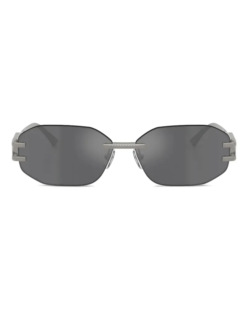 Versace Sonnenbrille mit geometrischem Gestell - Silber Silber