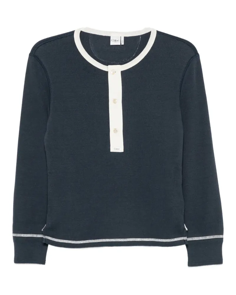 Chloé button-placket long-sleeve top - Blau Blau