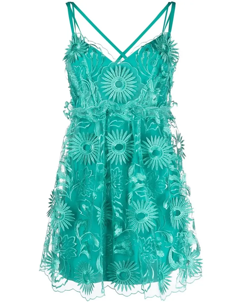 Alberta Ferretti Minikleid mit Blumenstickerei - Grün Grün