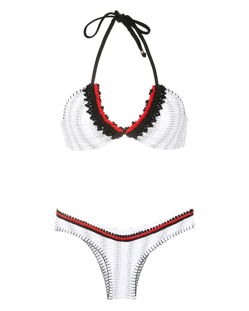 Amir Slama Gestreifter Bikini - Weiß Weiß
