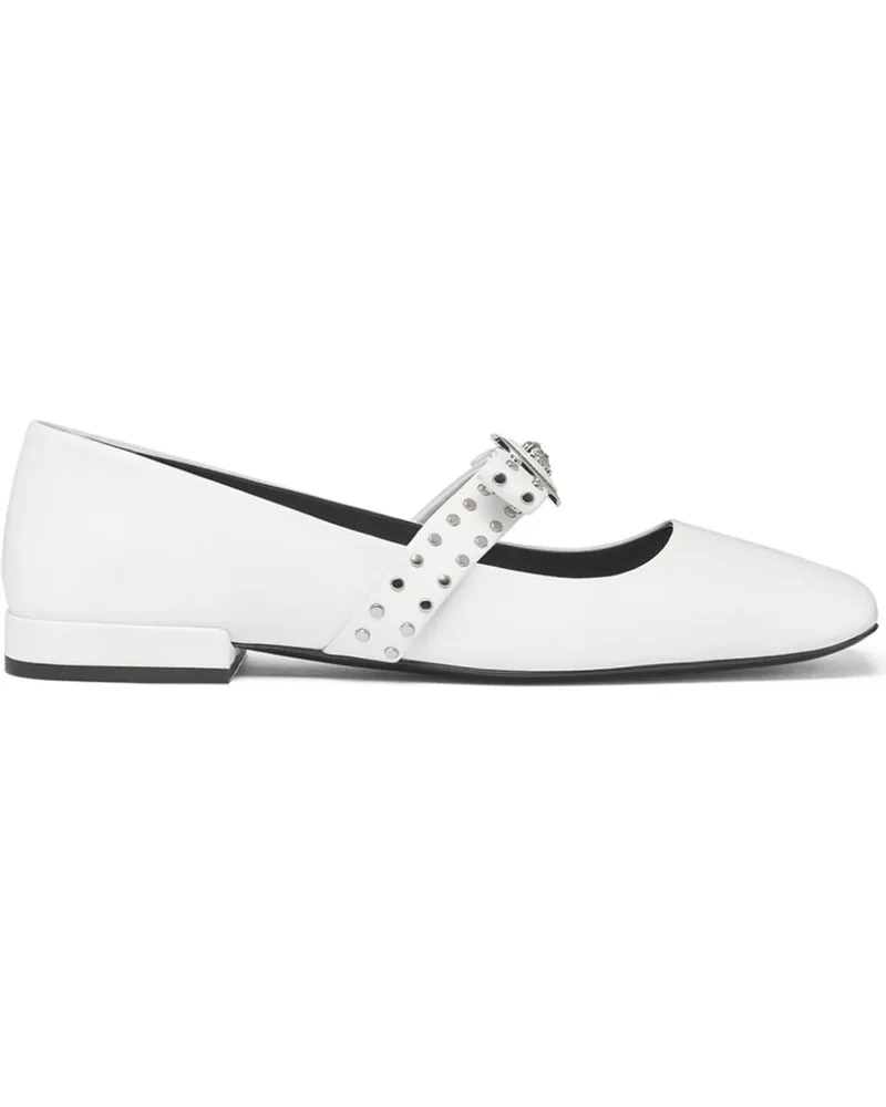 Versace Gianni Ribbon Ballerinas mit Nieten - Weiß Weiß