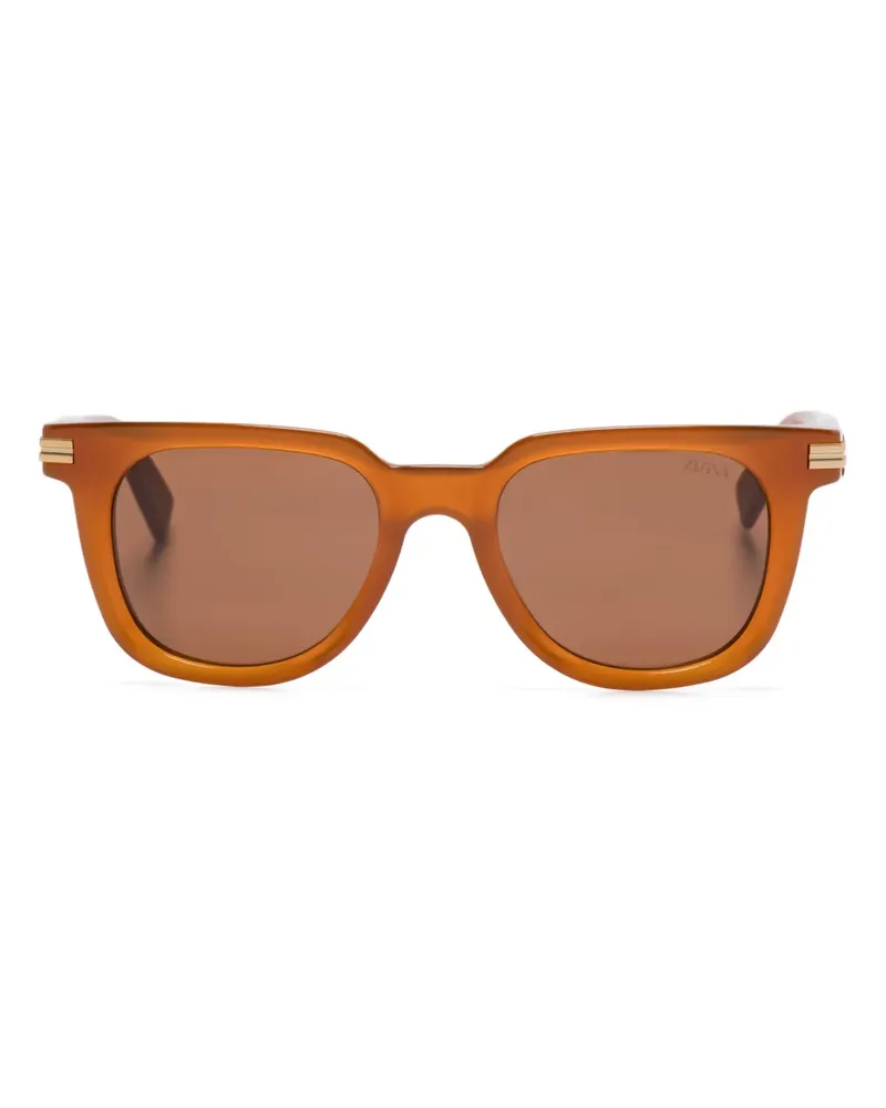 Ermenegildo Zegna Sonnenbrille mit eckigem Gestell - Braun Braun