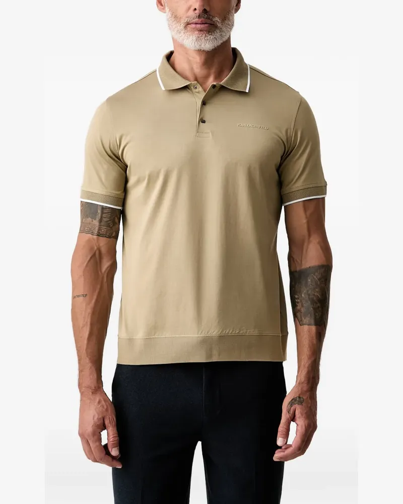 Karl Lagerfeld logo-plaque polo shirt - Nude Nude