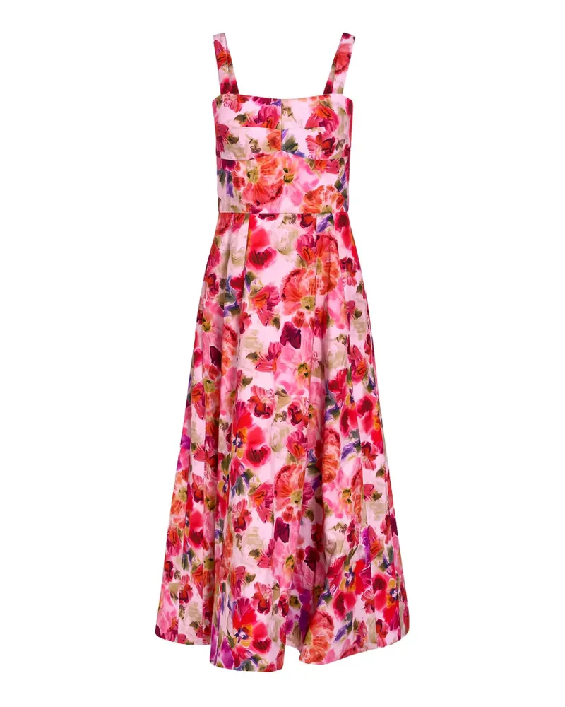 Saloni Sabrina floral-print midi dress - Rosa Rosa