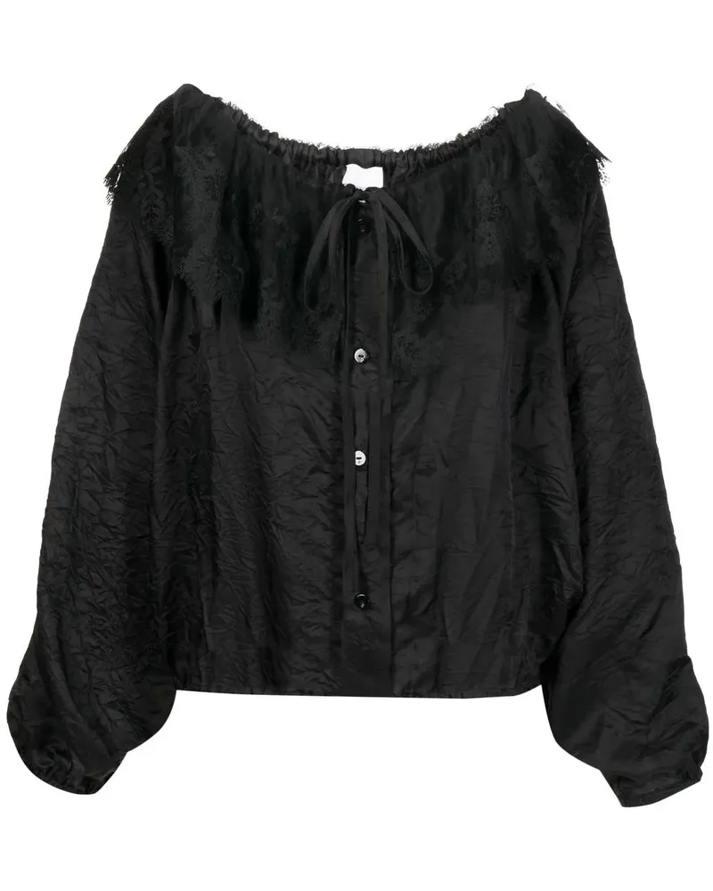 Patou Bluse mit Spitzenkragen - Schwarz Schwarz
