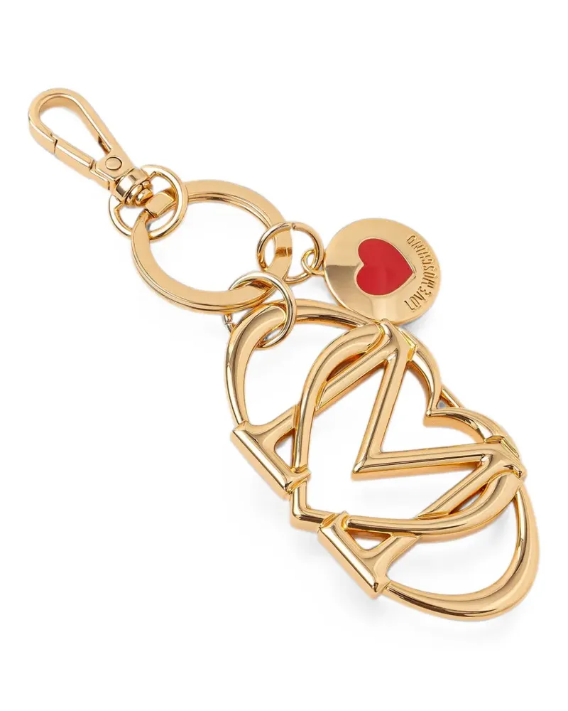 Moschino logo-charm heart keyring - Gold Gold