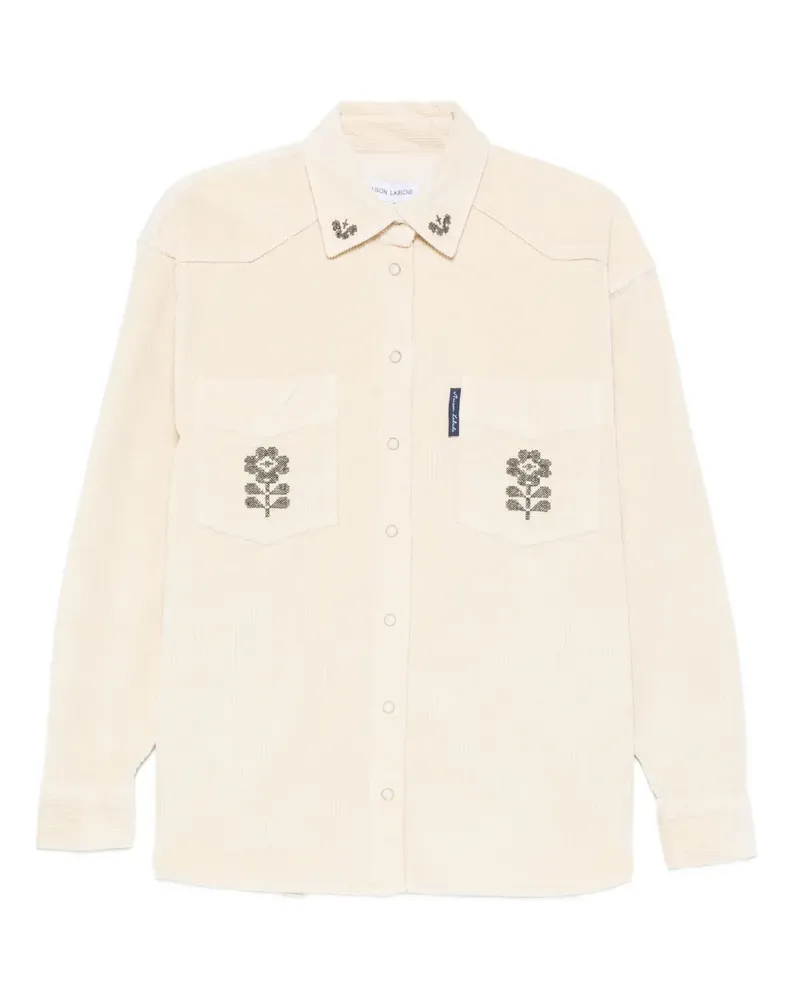 Maison Labiche Cordhemd mit Logo-Stickerei - Nude Nude