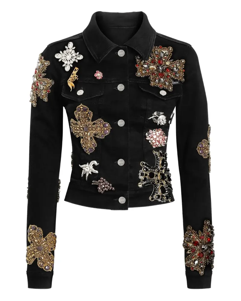 Dolce & Gabbana Verzierte Jeansjacke - Schwarz Schwarz