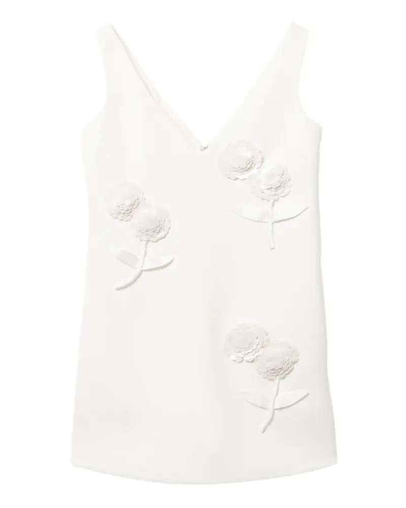 Self-Portrait Minikleid mit Blumenverzierungen - Weiß Weiß