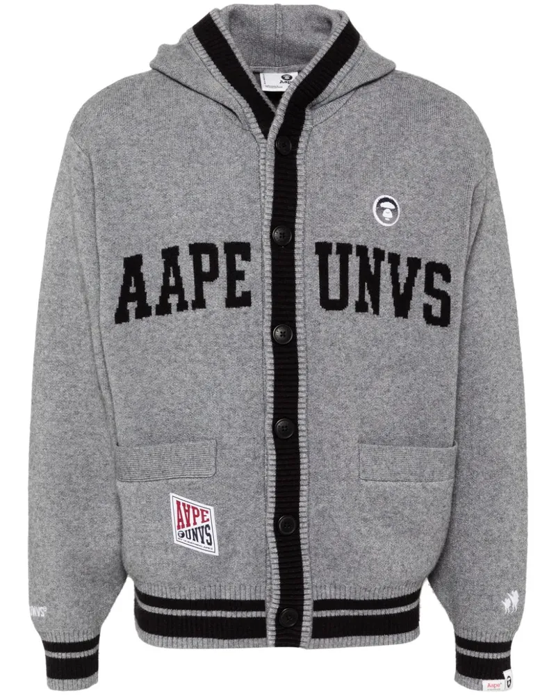 BAPE Intarsien-Cardigan mit Logo - Grau Grau