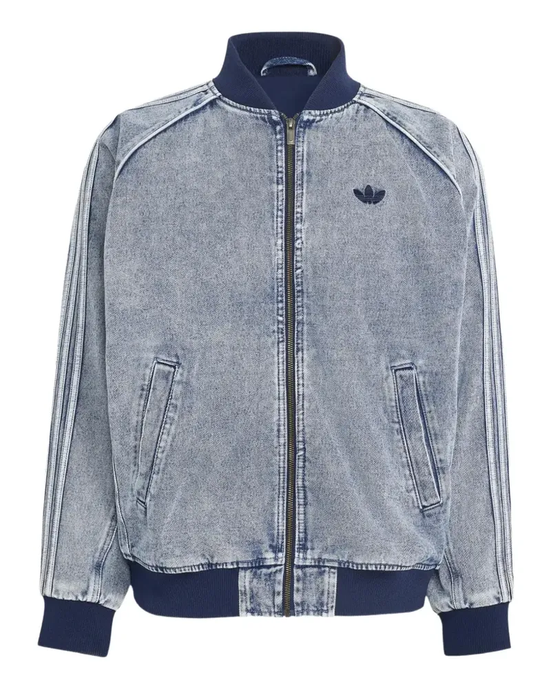 adidas logo-embroidered denim jacket - Blau Blau