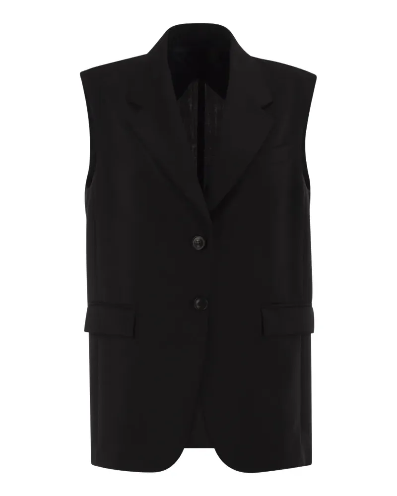 Max Mara Ärmellose Hemdjacke - Schwarz Schwarz