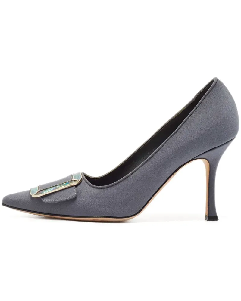 Manolo Blahnik Pre-owned Maysale Pumps aus Satin mit spitzer Kappe 80mm - Grau Grau