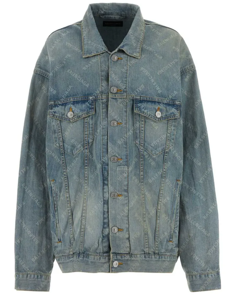 Balenciaga Jeansjacke mit Logo-Print - Blau Blau