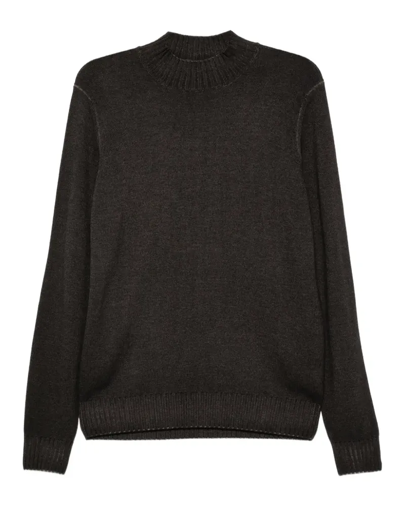 Filippo de Laurentiis Stehkragen-Pullover mit geripptem Saum - Schwarz Schwarz
