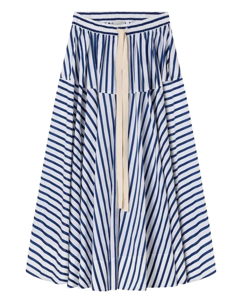 Lee Mathews Gestreifter Josie Rock - Weiß Weiß