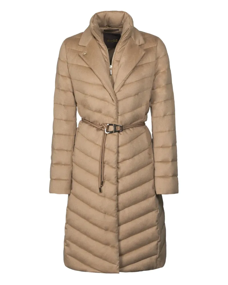 MOORER Gefütterter Mantel mit Gürtel - Nude Nude