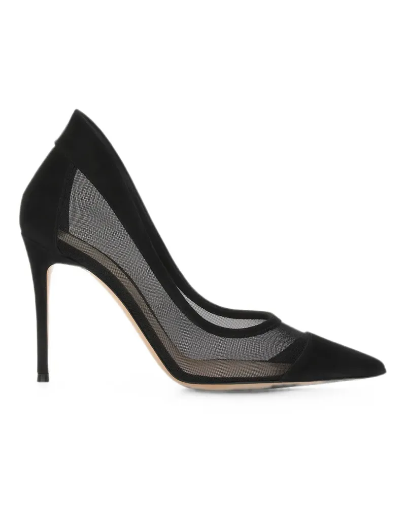 Gianvito Rossi mesh-panelled pointed-toe pumps - Schwarz Schwarz