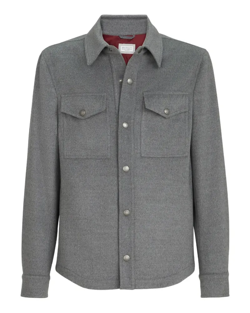Brunello Cucinelli lightweight virgin wool cloth shirt-style outerwear jacket - Grau Grau