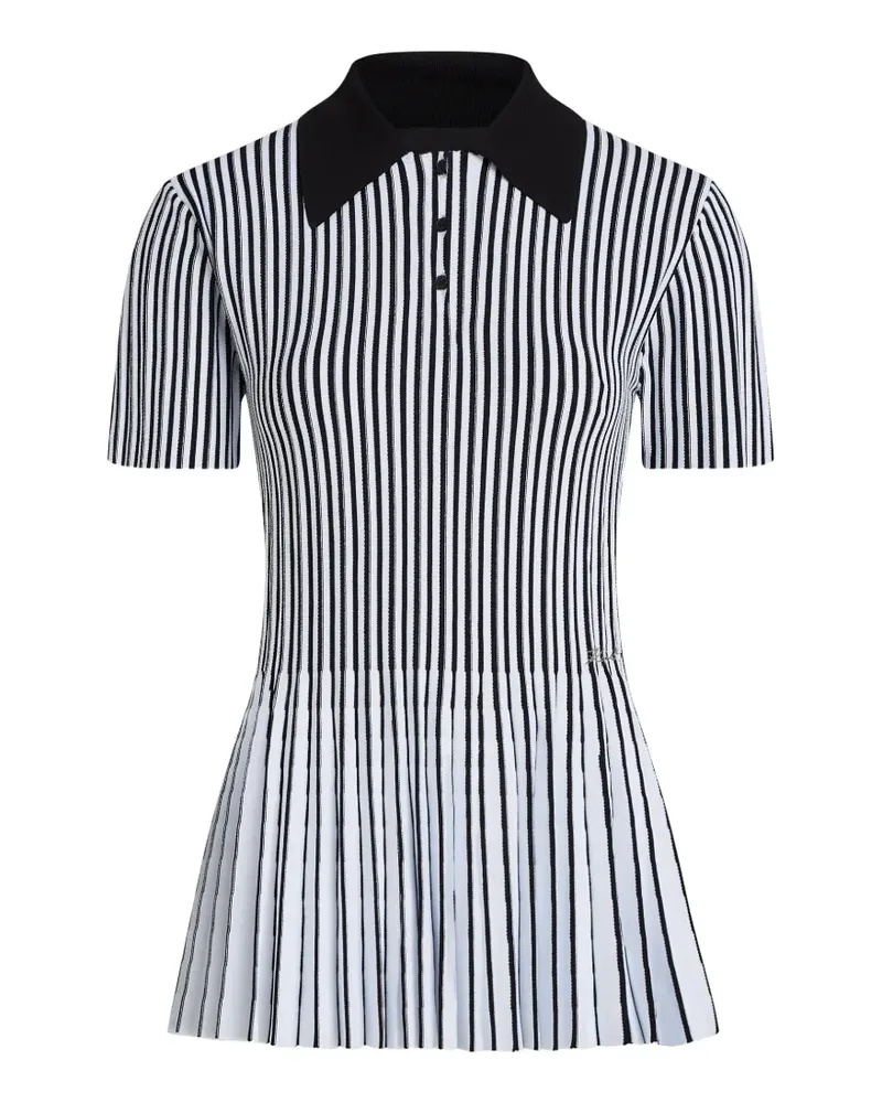 Karl Lagerfeld pleated striped polo shirt - Weiß Weiß